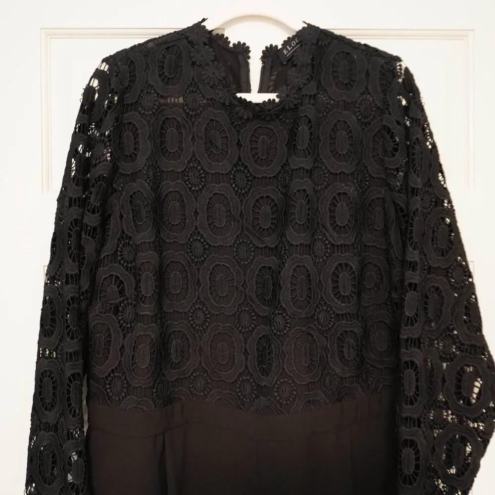 Eloquii Black Lace Jumpsuit Size 20 Elegant Wide Leg Formal Evening.  NWOT - Picture 2 of 3